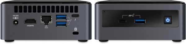 NUC 10 Kits rear and front views.